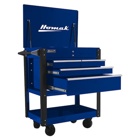 Homak 35in Professional 4  Drawer Service Cart  - BLUE BL06032000